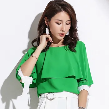 Batwing Sleeve Lady Fashion Chiffon Shirts Size S-XL Patchwork New Design Women Summer Casual Blouses
Batwing Sleeve Lady Fashion Chiffon Shirts Size S-XL Patchwork New Design Women Summer Casual Blouses
