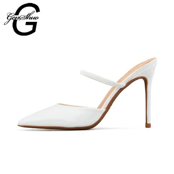 GENSHUO Women Mules High Heels Shoes Sexy Pumps Pointed Toe Pumps Mule Heeled Black Nude White Small Size 32 Big Size 44 45 46 
GENSHUO Women Mules High Heels Shoes Sexy Pumps Pointed Toe Pumps Mule Heeled Black Nude White Small Size 32 Big Size 44 45 46