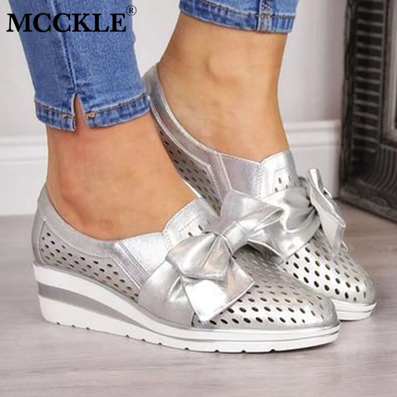 MCCKLE Autumn Wedges Vulcanized Shoes Woman Hollow Out Bowtie Platform Ladies Slip On Breathable Casual Comfort Female Moccasins
MCCKLE Autumn Wedges Vulcanized Shoes Woman Hollow Out Bowtie Platform Ladies Slip On Breathable Casual Comfort Female Moccasins