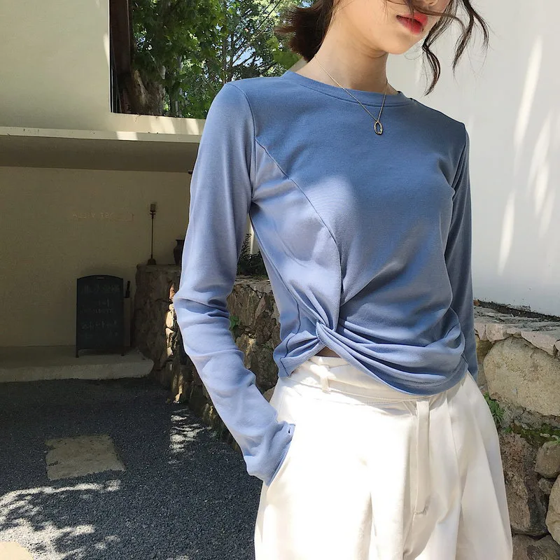 loose thin pure color tie long-sleeved T-shirt Korean short languid lazy shirt jerseys womens long sleeve tops
loose thin pure color tie long-sleeved T-shirt Korean short languid lazy shirt jerseys womens long sleeve tops