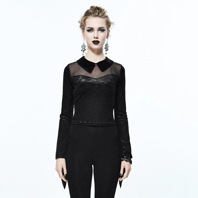 Punk Casual Slim Crop Tops Doll Collar Transparent Sexy Short T-Shirt Spring Long Sleeve Women Tee Tops
Punk Casual Slim Crop Tops Doll Collar Transparent Sexy Short T-Shirt Spring Long Sleeve Women Tee Tops