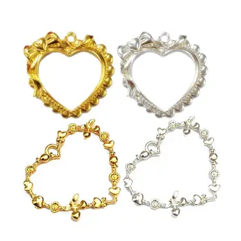 5pcs Sweet Heart Pendant Bezel Jewelry Charms Accessories DIY Handmade UV Resin Kawaii Princess Bowknot Heart Metal Frame Craft
5pcs Sweet Heart Pendant Bezel Jewelry Charms Accessories DIY Handmade UV Resin Kawaii Princess Bowknot Heart Metal Frame Craft