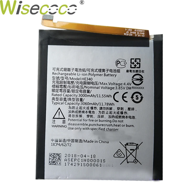 WISECOCO New Original 3000mAh/11.55Wh HE340 Battery For Nokia 7 Mobile Phone Replacement High Quality In Stock +Tracking Number
WISECOCO New Original 3000mAh/11.55Wh HE340 Battery For Nokia 7 Mobile Phone Replacement High Quality In Stock +Tracking Number
