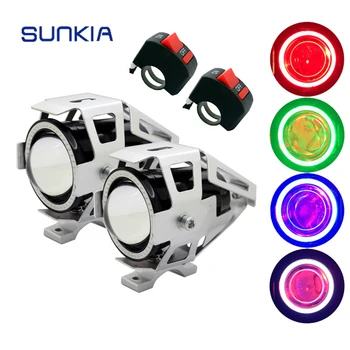 SUNKIA 2Pcs/Set Silver Case U7 Motorcycle Headlight Fog Lamp with Switch Angel Eye Ring Devil Eyes Lights 100% Waterproof
SUNKIA 2Pcs/Set Silver Case U7 Motorcycle Headlight Fog Lamp with Switch Angel Eye Ring Devil Eyes Lights 100% Waterproof