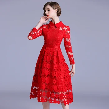 High Quality Fashion Designer Runway Dress 2018 Autumn Women's Hollow-out tassel lace patchwork water-soluble lace dress
High Quality Fashion Designer Runway Dress 2018 Autumn Women's Hollow-out tassel lace patchwork water-soluble lace dress
