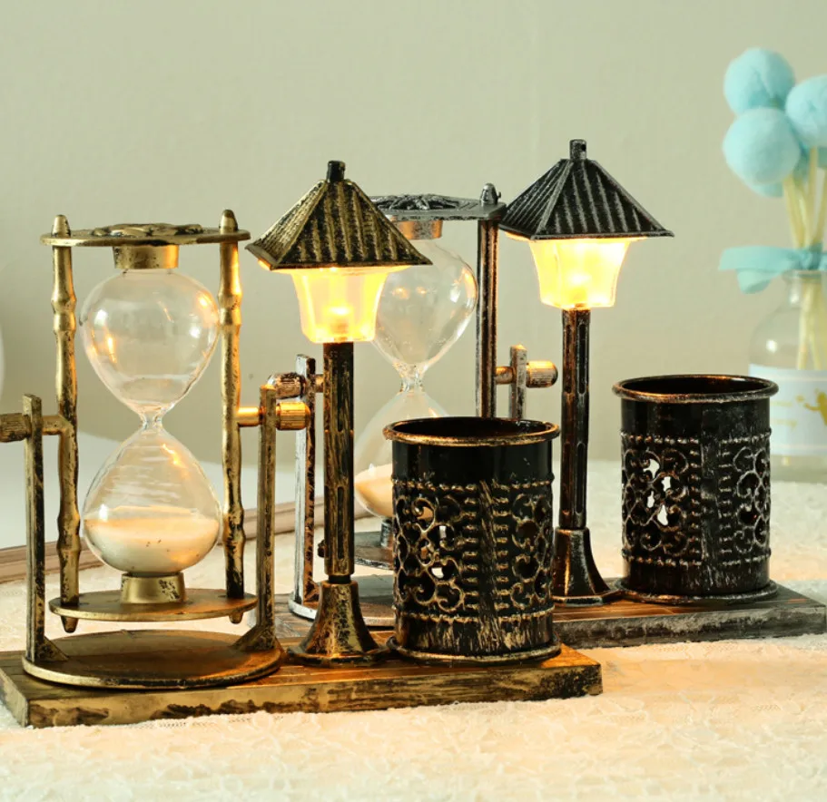 Creative Lamp Figurines Miniature Hourglass Sandglass Flashing Student Birthday Gifts Home Table Decoration Retro Pen container
Creative Lamp Figurines Miniature Hourglass Sandglass Flashing Student Birthday Gifts Home Table Decoration Retro Pen container