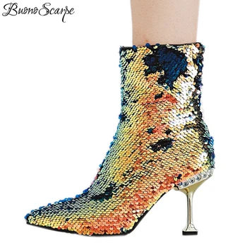 BuonoScarpe Glitter Bling Bling Women Ankle Boots Kitten Pearl Heel Sequined Cloth Short Boots Sexy Night Club Girls Shoes Heels
BuonoScarpe Glitter Bling Bling Women Ankle Boots Kitten Pearl Heel Sequined Cloth Short Boots Sexy Night Club Girls Shoes Heels