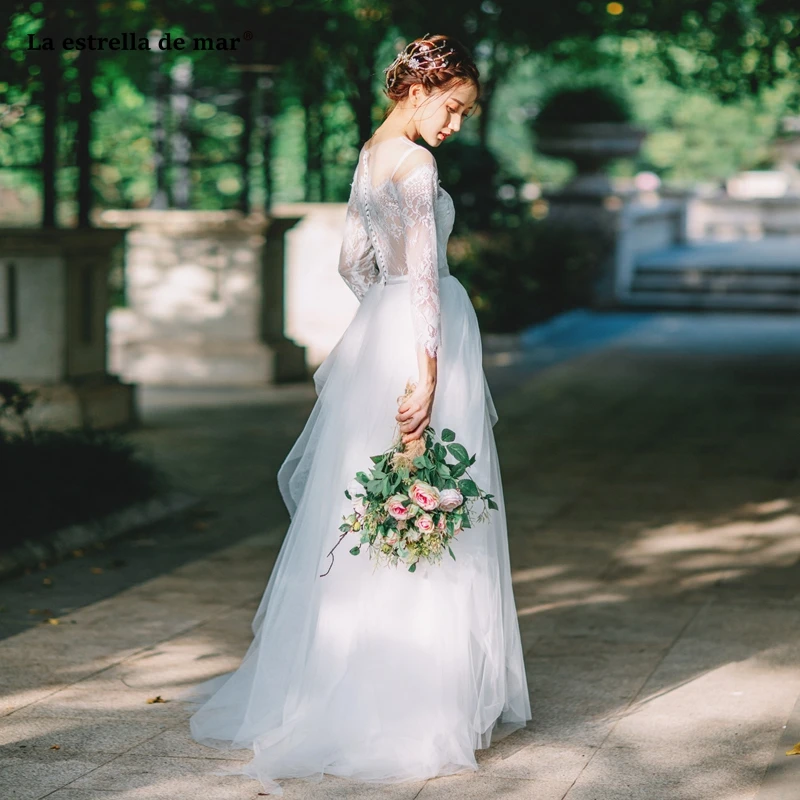 Vestido de noiva2019 new Scoop tulle lace long sleeve A Line white boho wedding dress long robe de mariee custom gelinlik
Vestido de noiva2019 new Scoop tulle lace long sleeve A Line white boho wedding dress long robe de mariee custom gelinlik