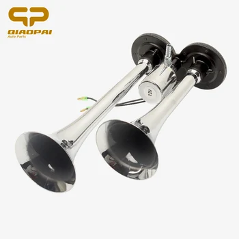 1pc Double Tube Pipe Electric Horn Chrome Siren Super Loud Air Horns for Bus Truck Train Car Ship Boat with Big Solenoid Valve 
1pc Double Tube Pipe Electric Horn Chrome Siren Super Loud Air Horns for Bus Truck Train Car Ship Boat with Big Solenoid Valve