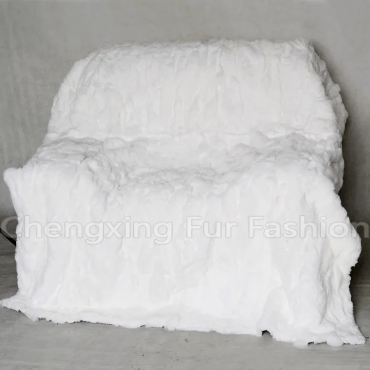 

CX-D-66N White Real Rex Rabbit Fur Bed Blanket Gift Warm Blanket Rug Carpet Blanket on the Bed Coperta Throws Rug for Sofa