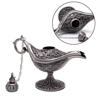 1PC Hollow Carved Aladdin Genie Oil Lamp Zinc Alloy Metal Vintage Pot Arabian Light
1PC Hollow Carved Aladdin Genie Oil Lamp Zinc Alloy Metal Vintage Pot Arabian Light