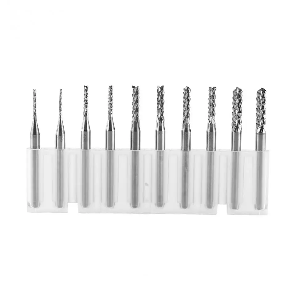 10pcs/set End Mill Tungsten Carbide PCB Cutting Bits Engraving Bits Milling Cutter Cutting Edge1.0,1.5,2.0,2.5,3.0mm.
10pcs/set End Mill Tungsten Carbide PCB Cutting Bits Engraving Bits Milling Cutter Cutting Edge1.0,1.5,2.0,2.5,3.0mm.