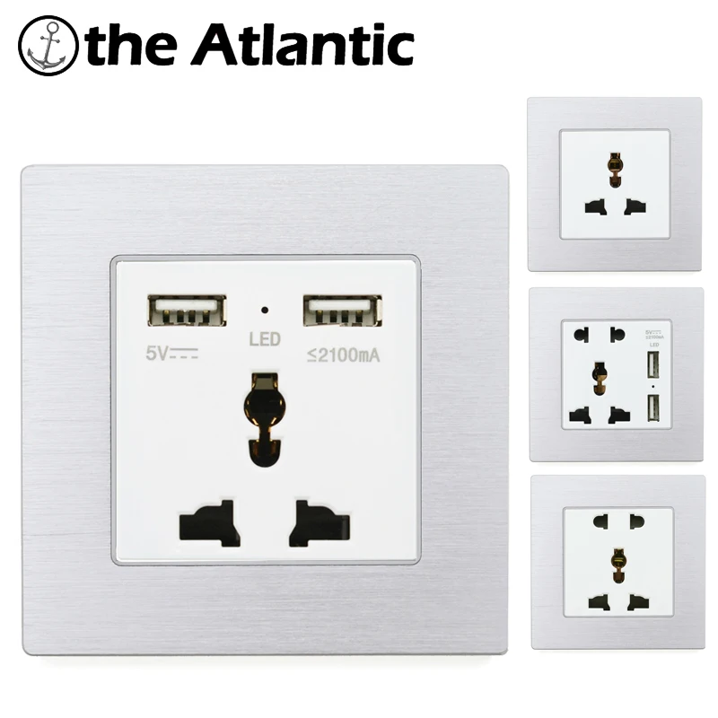 Universal Socket With 2.1A USB Outlet Wall Electrical Socket 2 Ports USB Outlet Power Charger Adapter Aluminum Metal Panel
Universal Socket With 2.1A USB Outlet Wall Electrical Socket 2 Ports USB Outlet Power Charger Adapter Aluminum Metal Panel
