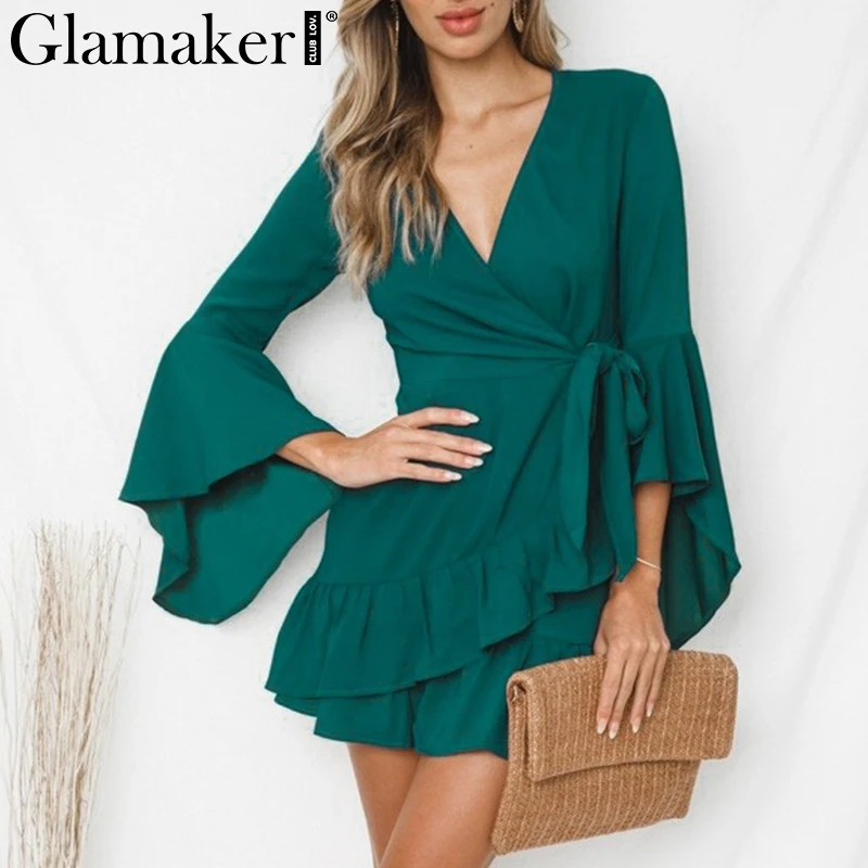 Glamaker Ruffle sash cyan cardigan sexy dress Women summer dress 2018 long flare sleeve black Beach party short dress vestidos
Glamaker Ruffle sash cyan cardigan sexy dress Women summer dress 2018 long flare sleeve black Beach party short dress vestidos