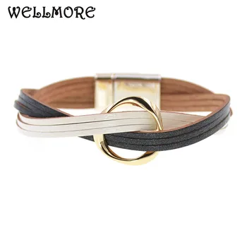 

WELLMORE 18 Colors charm Leather Bracelets For Women & Men Multiple Layers wrap Bracelets Couple gifts fashion Jewelry wholesale