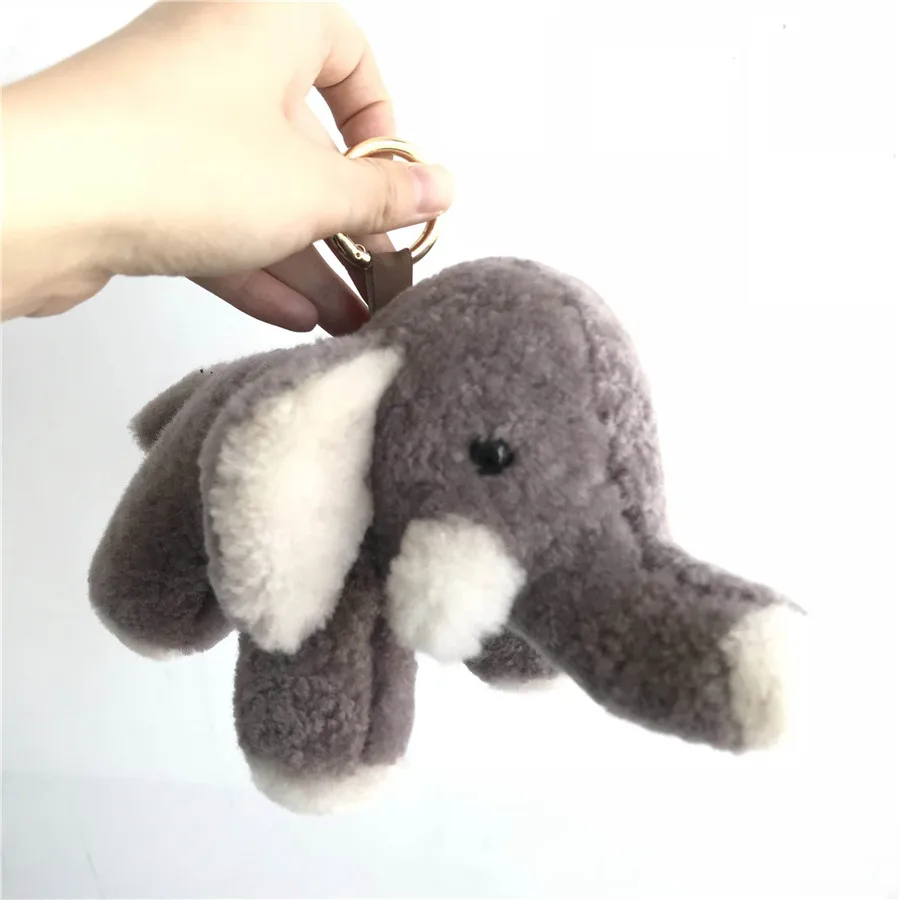 Magicfur -Fur Elephant Real Shearling Sheep Fur Gray слон теленок Charm Bag подвеска на рюкзак автомобильный