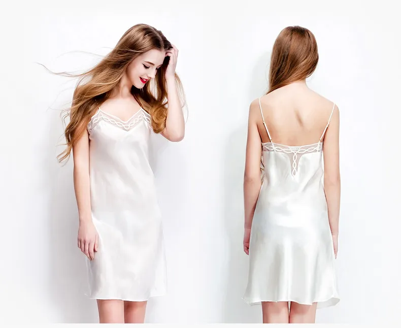 100% pure silk nightgowns women Sexy sleepwear Home dresses SILK