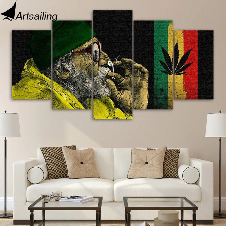 ArtSailing 5 piece canvas art HD print weed picture with the old man smoking painting for living room weeds poster home decor
ArtSailing 5 piece canvas art HD print weed picture with the old man smoking painting for living room weeds poster home decor