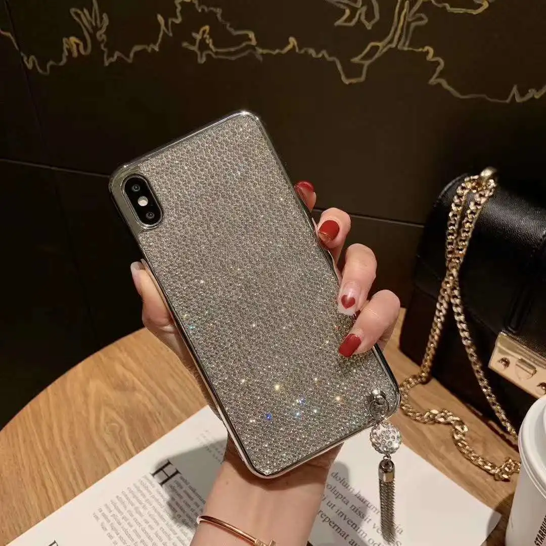 Diamond bling glitter style phone case for iphone Xs max X Xs XR soft silicone cover cases sfor iphone 7 8 6 6s plus with tassel