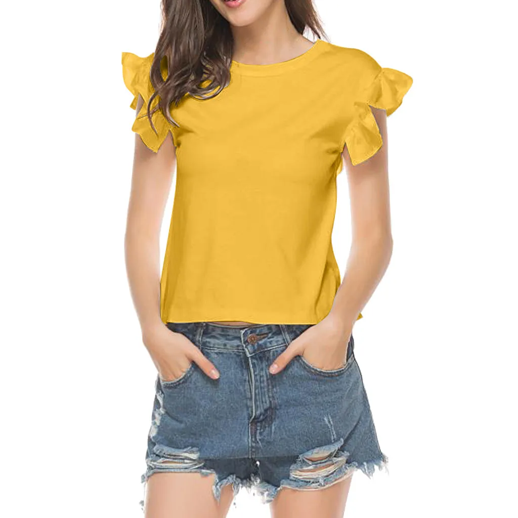 Women's T Shirt Camiseta Mujer Fashion Back Hollow Tie T-shirt Ruffle Sleeve Backless Top Tee shirt Femme Summer T Shirt
Women's T Shirt Camiseta Mujer Fashion Back Hollow Tie T-shirt Ruffle Sleeve Backless Top Tee shirt Femme Summer T Shirt