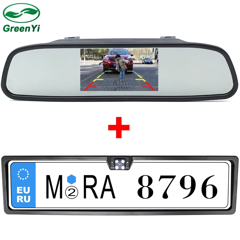 GreenYi 2in1 New 4 LED Night Vision European License Plate Frame Parking Camera + 4.3 Inch Rearview Mirror Car Monitor
GreenYi 2in1 New 4 LED Night Vision European License Plate Frame Parking Camera + 4.3 Inch Rearview Mirror Car Monitor