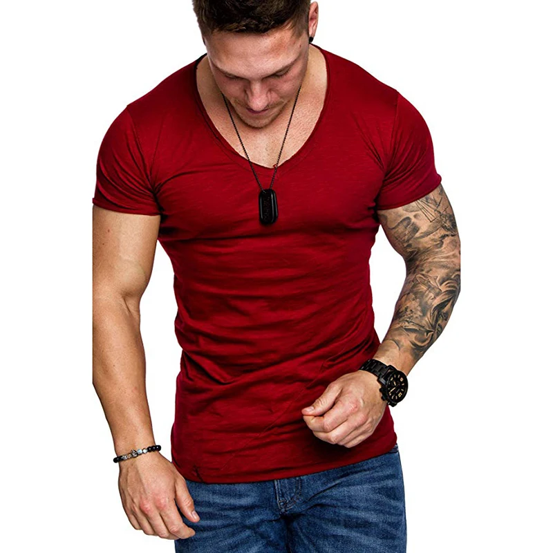 2019 Men T-shirt Fashion Deep V-Neck Solid Cotton Slim Fit Skinny T-Shirt Men Trend Casual Summer Short-Sleeved T-Shirt Tops Tee
2019 Men T-shirt Fashion Deep V-Neck Solid Cotton Slim Fit Skinny T-Shirt Men Trend Casual Summer Short-Sleeved T-Shirt Tops Tee