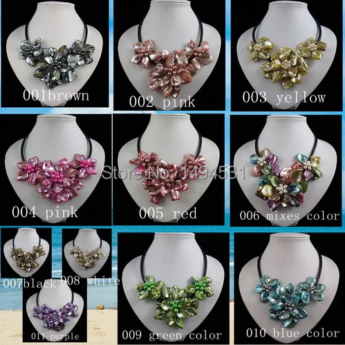 Wholesale Flower Jewelry Handmade Freshwater Pearl Natual Mixes Shell Flower Necklace Black Rope Jewelry 18 Inches 10pcs/lot
Wholesale Flower Jewelry Handmade Freshwater Pearl Natual Mixes Shell Flower Necklace Black Rope Jewelry 18 Inches 10pcs/lot