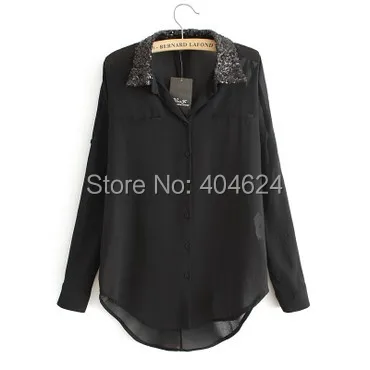Fashion sequined turn-down collar solid tops slim was thin summer wild full sleeve long chiffon shirt blouse freeshipping
Fashion sequined turn-down collar solid tops slim was thin summer wild full sleeve long chiffon shirt blouse freeshipping