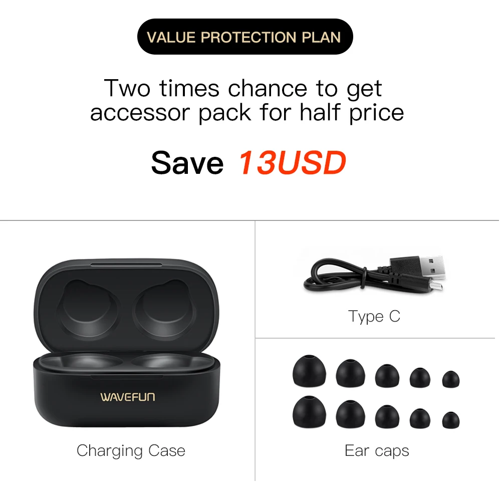 VALUE PROTECTION PLAN Accessories Pack for XPods 3 Including Charging Case Six Sets Eartips Charging Cable
VALUE PROTECTION PLAN Accessories Pack for XPods 3 Including Charging Case Six Sets Eartips Charging Cable