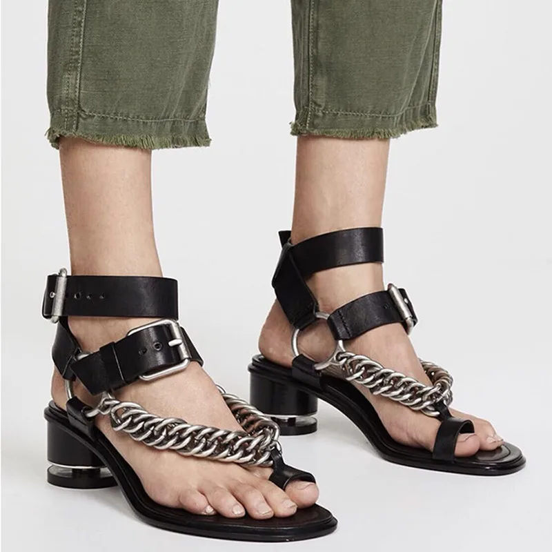 Woman Punk Style Metal Chains Summer Shoes Real Leather Women Sandals Gladiator Strange Heel Sandalias Mujer 2018 Fashion Trends
Woman Punk Style Metal Chains Summer Shoes Real Leather Women Sandals Gladiator Strange Heel Sandalias Mujer 2018 Fashion Trends