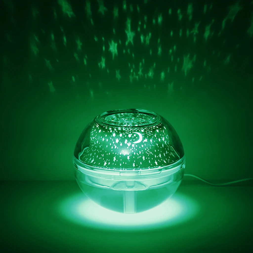 500ml Mini Crystal USB Air Mist Humidifier Purifier Essential Oil Aroma Diffuser Freshener with Star Moon Projection Night Light