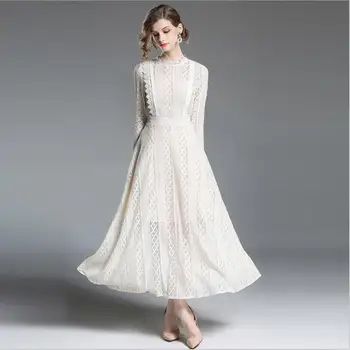 2018 autumn new dress women's fashion round neck long-sleeved lace stitching Slim casual vintage dress
2018 autumn new dress women's fashion round neck long-sleeved lace stitching Slim casual vintage dress