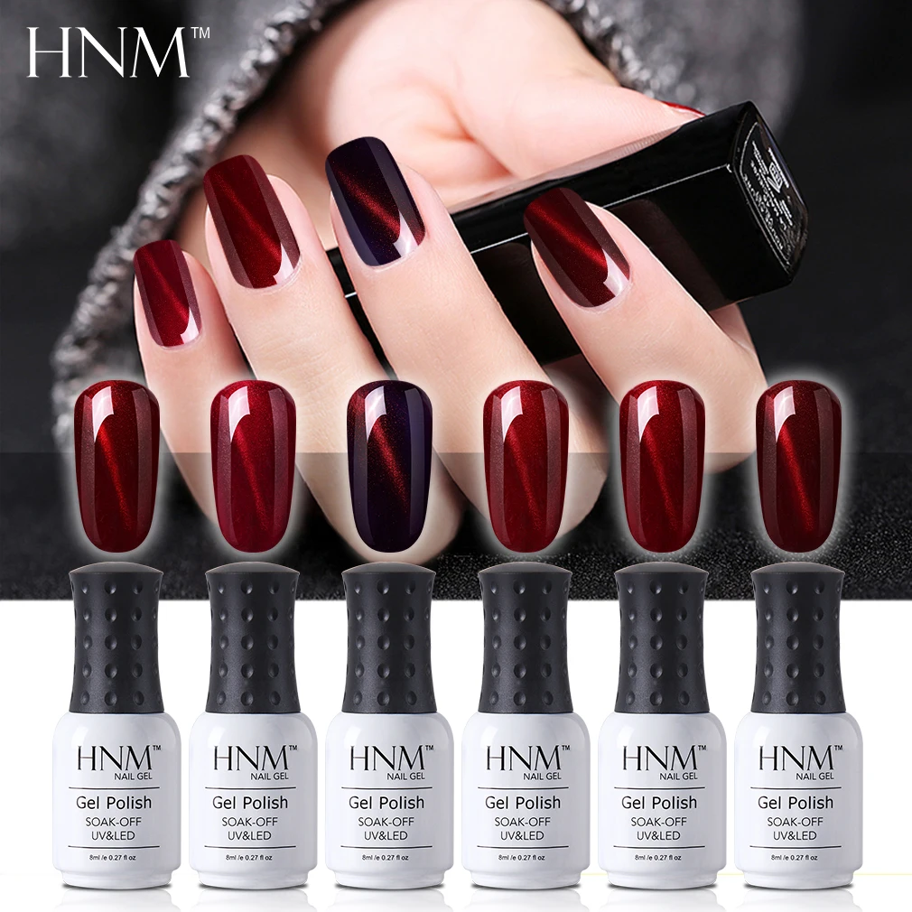 HNM 8ML Wine Red Gel Cat Eye's Polish Series Nail Stamping Paint Art a Ongle Nagellak | Красота и здоровье