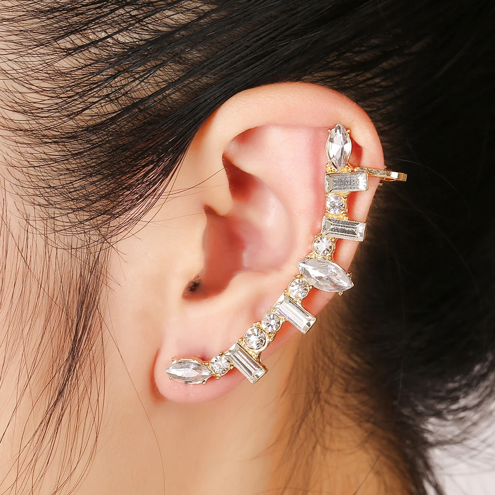 New Women Full Crystal Ear Cuff Leaf Wedding Jewelry Square Zircon Earcuffs Curved Rhinestones Functional Clip Earring
New Women Full Crystal Ear Cuff Leaf Wedding Jewelry Square Zircon Earcuffs Curved Rhinestones Functional Clip Earring