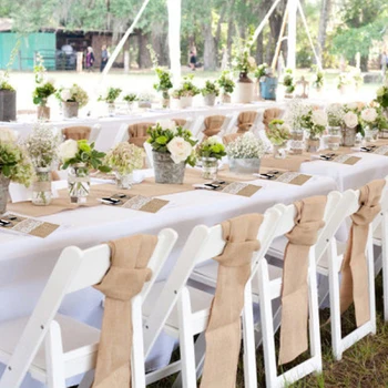burlap table runner Burlap Chair Sashes Cover jute Tie Bow Burlap Lace Tableware Pouch Banquet Rustic Wedding diy Decoration
burlap table runner Burlap Chair Sashes Cover jute Tie Bow Burlap Lace Tableware Pouch Banquet Rustic Wedding diy Decoration
