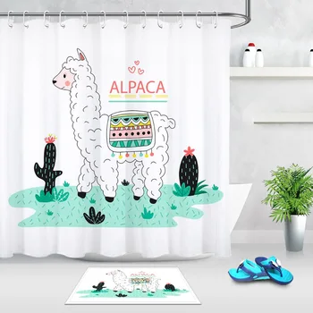 LB Cartoon Alpaca Tropical Cactus Grassland White Shower Curtain with Mat Funny Cute Bathroom Fabric For Kids Art Bathtub Decor
LB Cartoon Alpaca Tropical Cactus Grassland White Shower Curtain with Mat Funny Cute Bathroom Fabric For Kids Art Bathtub Decor
