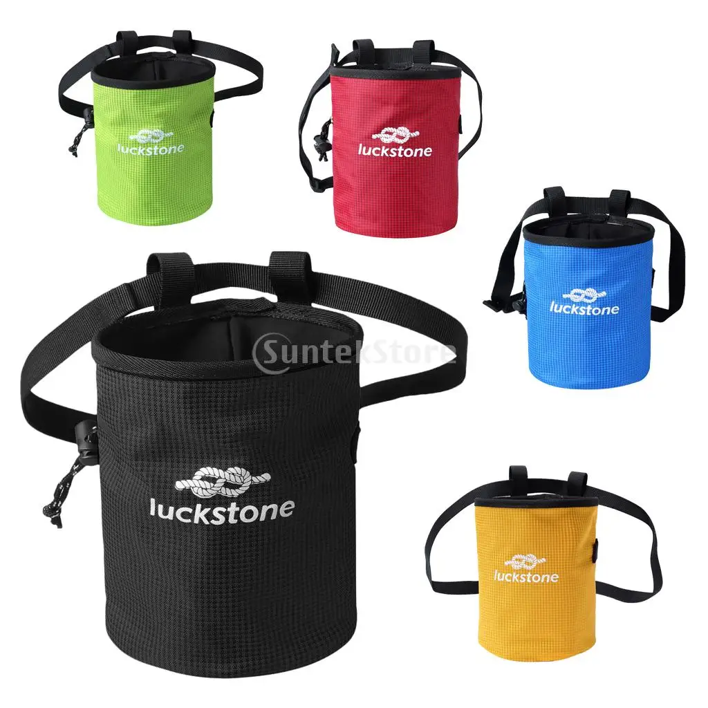 Large Gymnastics Rock Climbers Outdoor Climbing Chalk Bag with Drawstring Closure Adjustable Belt & Brush Slot