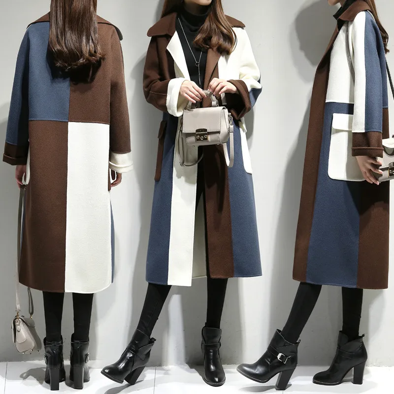2018 Coat Women Elegant Warm Korean Style Patchwork Fashion Sexy Pockets Wool Long Coat Plus Size
2018 Coat Women Elegant Warm Korean Style Patchwork Fashion Sexy Pockets Wool Long Coat Plus Size