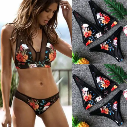 Hirigin Women Lace Mesh Screen Flower Printed Swimwear Push up Bikini Swimsuit Two Pieces Beach Bathing Set
Hirigin Women Lace Mesh Screen Flower Printed Swimwear Push up Bikini Swimsuit Two Pieces Beach Bathing Set