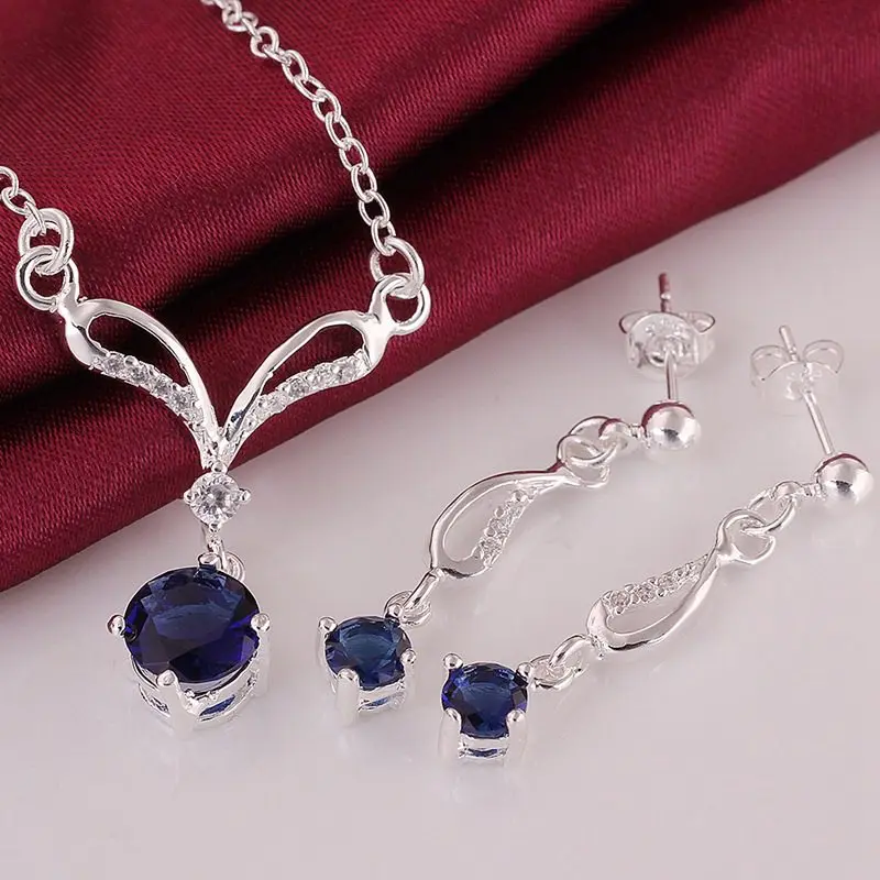 925 sterling silver jewelry 925-sterling-silver fashion jewelry blue Crystal necklace&earrings jewelry sets for women SS719-D
925 sterling silver jewelry 925-sterling-silver fashion jewelry blue Crystal necklace&earrings jewelry sets for women SS719-D