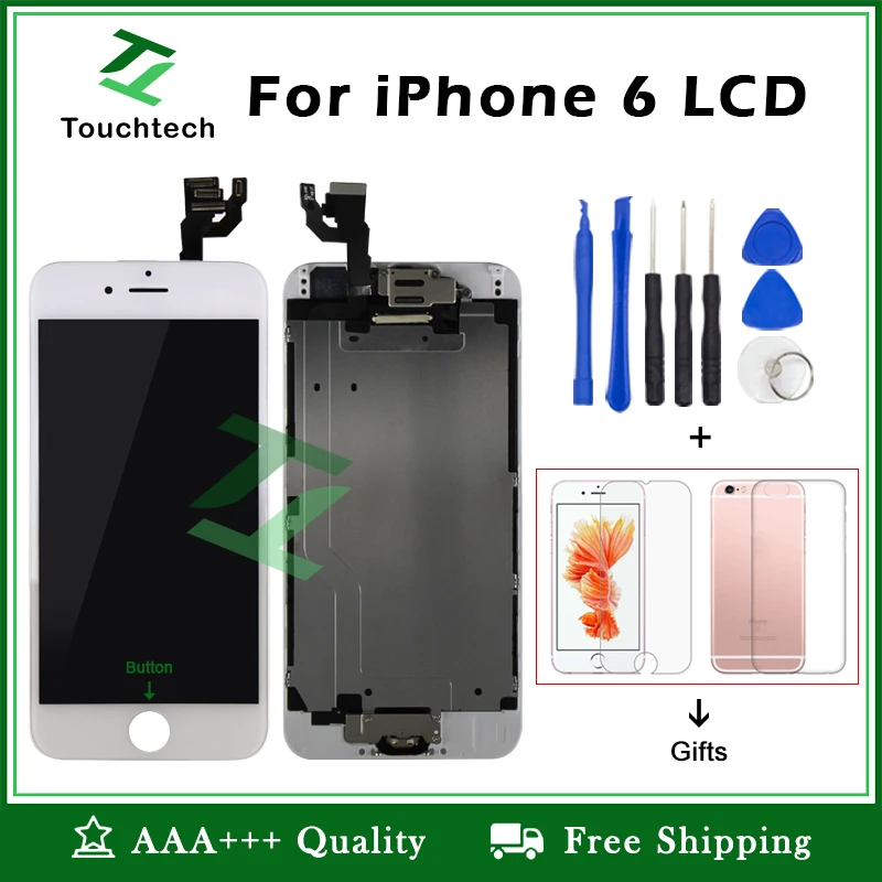 1PC Black/White Complete Replace Assembly for Pantalla iPhone 6 LCD Display Touch Screen Digitizer+Front Camera Free Ship+Gifts
1PC Black/White Complete Replace Assembly for Pantalla iPhone 6 LCD Display Touch Screen Digitizer+Front Camera Free Ship+Gifts