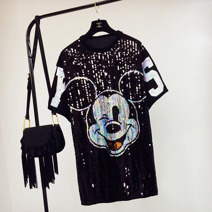 T-shirts Women European Style Spring Summer Loose Short Sleeves Cartoon Sequins Long T Shirt Girl Students Fashion Tees Tee Tops
T-shirts Women European Style Spring Summer Loose Short Sleeves Cartoon Sequins Long T Shirt Girl Students Fashion Tees Tee Tops