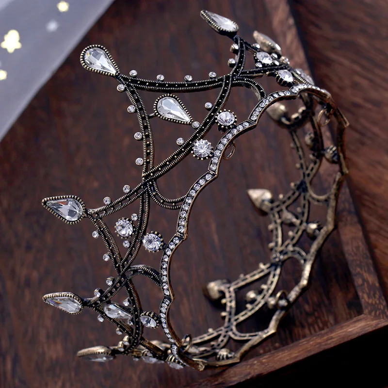 Baroque Vintage Black Round Big Crown Wedding Hair Accessories Luxury White Crystal Queen King Crowns Bridal Tiaras Headpieces
Baroque Vintage Black Round Big Crown Wedding Hair Accessories Luxury White Crystal Queen King Crowns Bridal Tiaras Headpieces