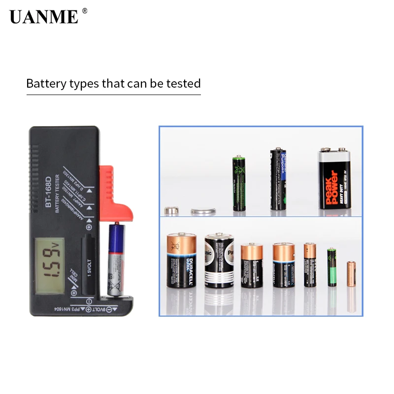 UANME BT-168D Portable Digital Battery Tester Black Digital Battery Power Measuring Instrument The Function Battery Tester
UANME BT-168D Portable Digital Battery Tester Black Digital Battery Power Measuring Instrument The Function Battery Tester
