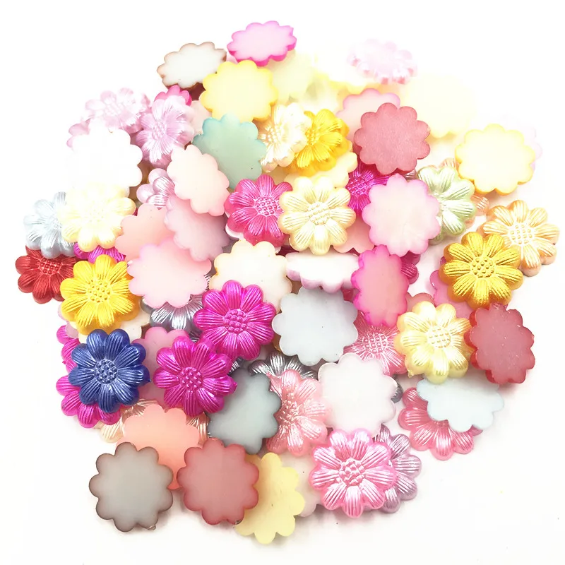 

100Pcs Mixed Colorful Cameo Cabochon Decoration Flower Resin Flat Back Fashion Jewelry DIY Making Findings 13mm