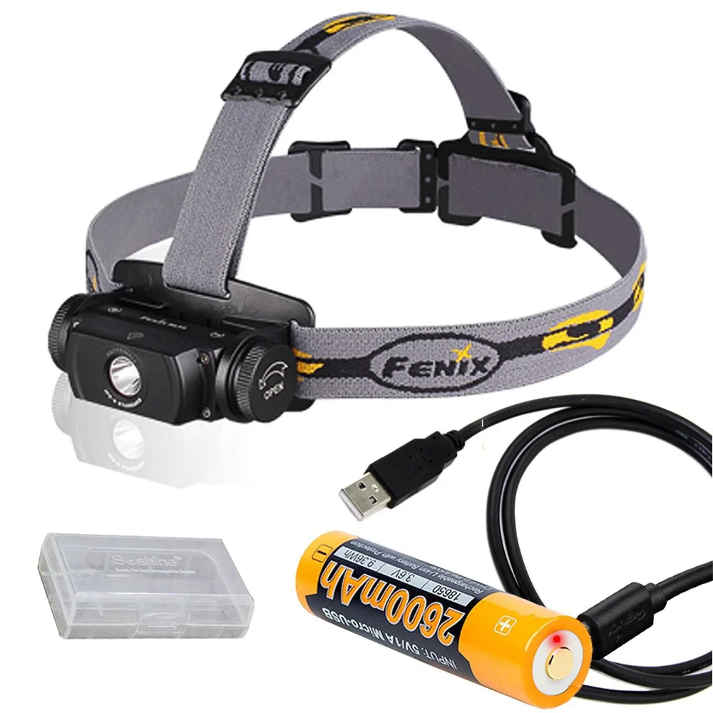 

Fenix Flashlights HL55 900 Lumen CREE XM-L2 T6 LED Headlamp with ARB-L18-2600U battery ,USB cable