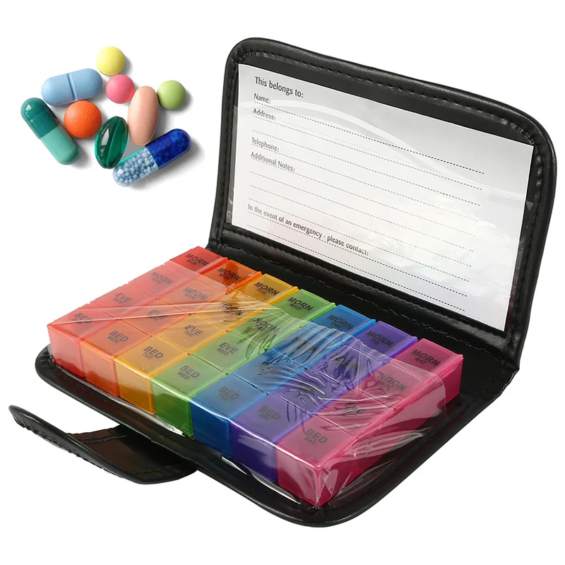 28 Grid 7 Days Rainbow Wallet Medical Kit Compartment Medicine Box Leather Bag Carry Weekly & Daily Portable Travel Pill Case
28 Grid 7 Days Rainbow Wallet Medical Kit Compartment Medicine Box Leather Bag Carry Weekly & Daily Portable Travel Pill Case