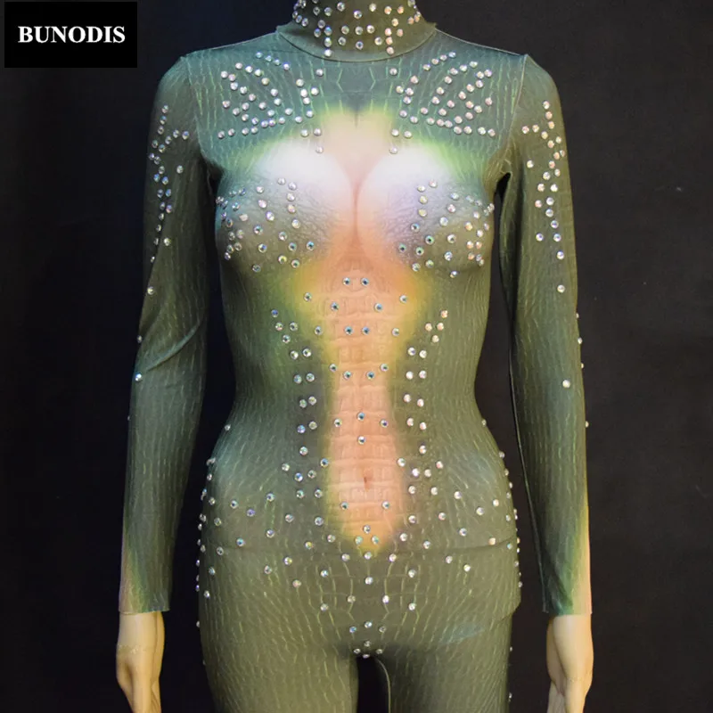 ZD060 Sexy Crocodile Bodysuit Sparkling Crystals Stones Jumpsuit Christmas Celebrate Nightclub Performance Stage Costume Outfit
ZD060 Sexy Crocodile Bodysuit Sparkling Crystals Stones Jumpsuit Christmas Celebrate Nightclub Performance Stage Costume Outfit