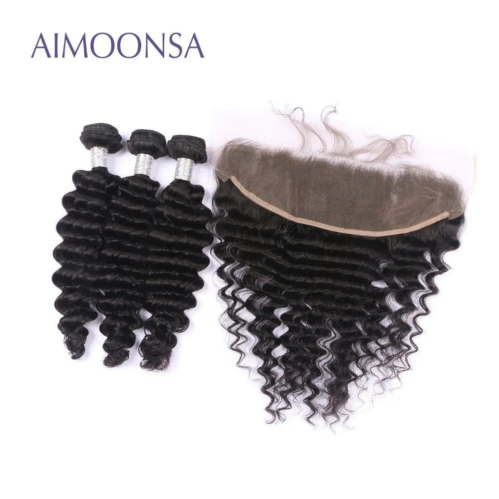 Deep Wave Human Hair Bundles with 13*4 Frontal Brazilian Human Hair Weave Remy Hair Extensions Lace Frontal Natural Color
Deep Wave Human Hair Bundles with 13*4 Frontal Brazilian Human Hair Weave Remy Hair Extensions Lace Frontal Natural Color