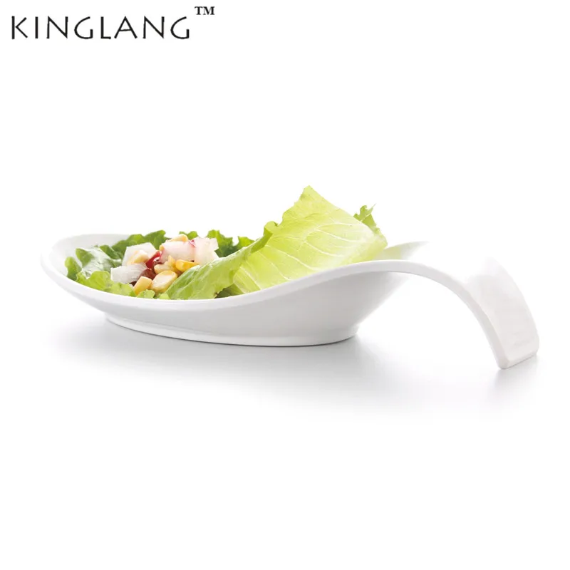 1pcs cheap melamine white SALAD plate with handle